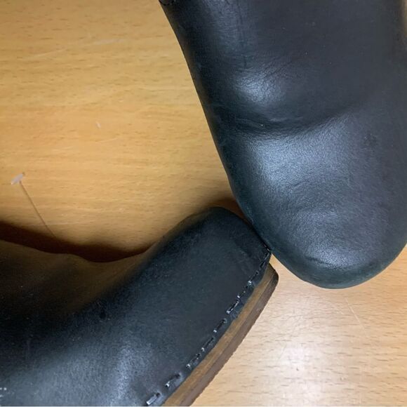 Sanita DANSKO black Leather & knit Wooden BOHO Clog Platform Heels Boots - Picture 6 of 8